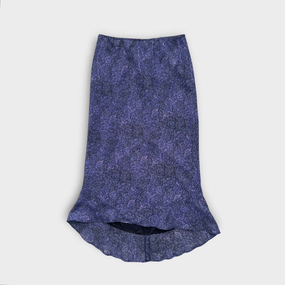 Vintage Y2K Express World Brand Purple Blue Abstract Print Slip Skirt Size Small